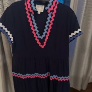 Sail to Sable Navy Dress with Pink and Blue Accents